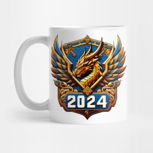 Wooden Gold Blue Dragon 2024 No.3 Mug